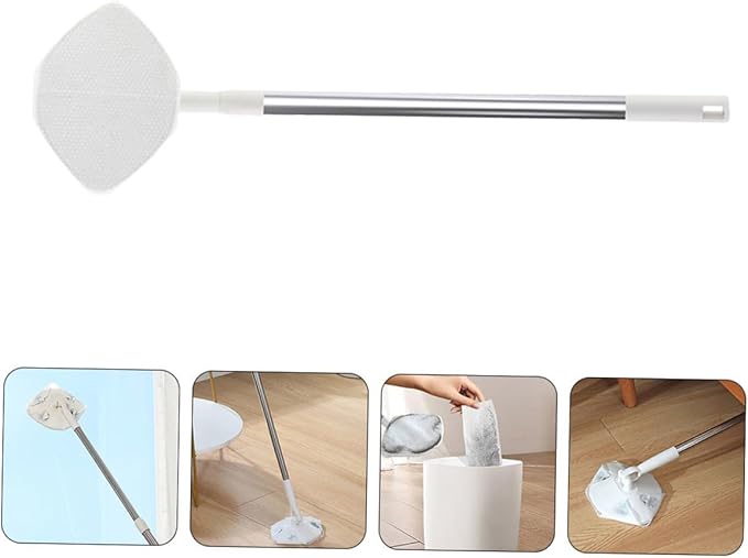 SOIMISS Rotating Dust Mop with Washable Pads and Refillable Cloth Triangle Shape Dry Mop for Hardwood Floors and Household Cleaning Includes Facial Cleansing  Convenient Dust Removal