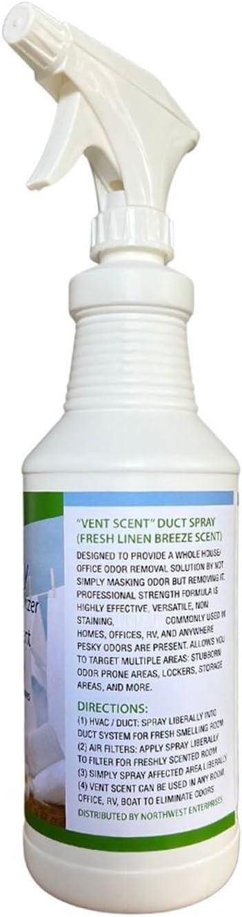 Northwest Enterprises Air Duct Cleaner Spray Essential Oils Professional HVAC Air Freshener Air Duct Deodorizer and Odor Remover Spray (Linen Breeze)