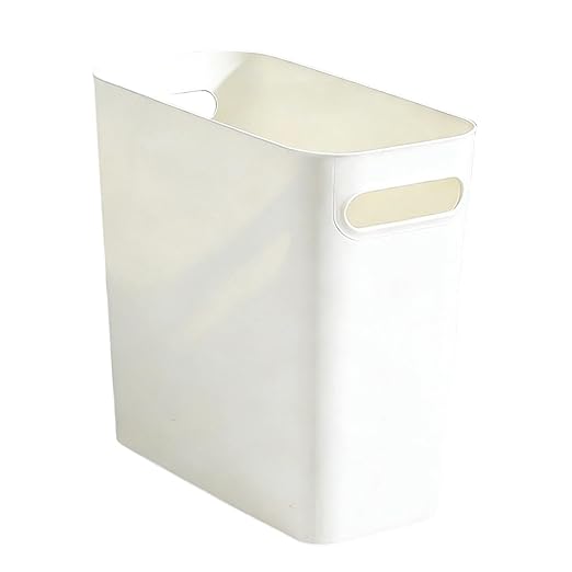 2.4 Gallon Slim Trash Can Small Plastic Wastebasket for Bathroom Office Kitchen Narrow Space Under Sink or Desk (White)