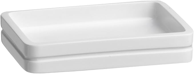 Kraftware Malibu Soap Dish White Contemporary Soap Holder Office Bathroom Soap Dish Hotel Soap MADE IN U.S.A.