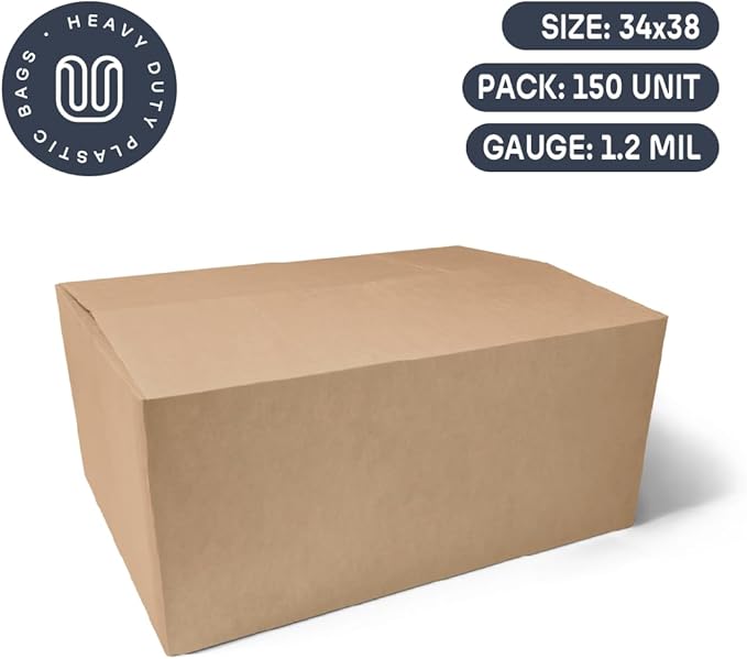 33 Gallon Can Liners | 34x38 Black 1.2 Mil | Heavy Duty Eco-Friendly Trash Bags | 150 Bags for Commercial Industrial and Outdoor Use
