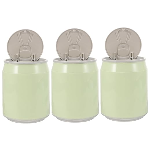 Amosfun 3pcs Trash Bin Lid Portable Plastic Wastebasket for Home Office and Travel Stylish and Odor Design for Bedroom Desk and Compact Spaces