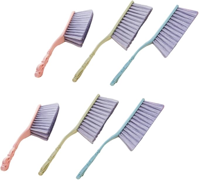 6pcs Household Dusting Brush Set with Thick Hollow Handle Sofa and Bed Cleaning Brush for Furniture Multi-Color Blue Green Pink Sturdy Dust Removal Tool for Home Use
