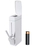 Slim Bathroom Trash CanBathroom Trash Can with Toilet Brush and Holder Set 4.5 Liter / 1.2 Gallon Press-Type Plastic Garbage Can Slim Rectangular Trash Bin for Toilet
