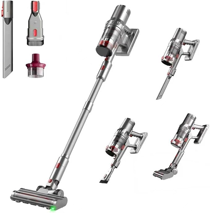 Hearten an uprightvacuumcleanerwithapowerful Motor That Easily Handles Whole-House Cleaning/It Features a Detachable Crevice Brush/Bristle brushand Filter/Cordless suctionandmopping Make Cleaning