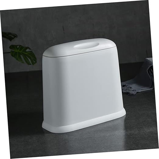 Happyyami Bathroom Trash Can Compact Garbage Bin Lid Modern Wastebasket for Kitchen Small Trash Bin