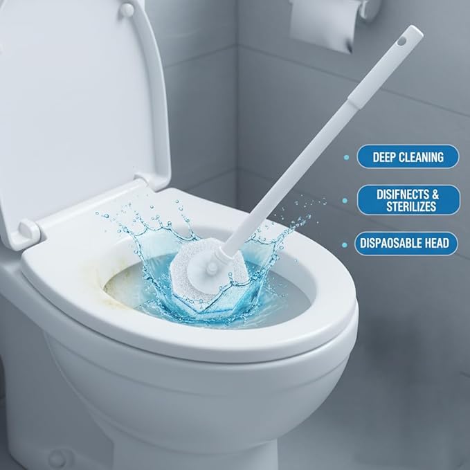 80-Pack Toilet Wand Refills Pre-Soaked Disposable Toilet Brush Heads Scrubber Pads with Built-In Toilet Bowl Cleaners Removes Hard Water Stains &amp Limescale Hygienic Bathroom Supplies