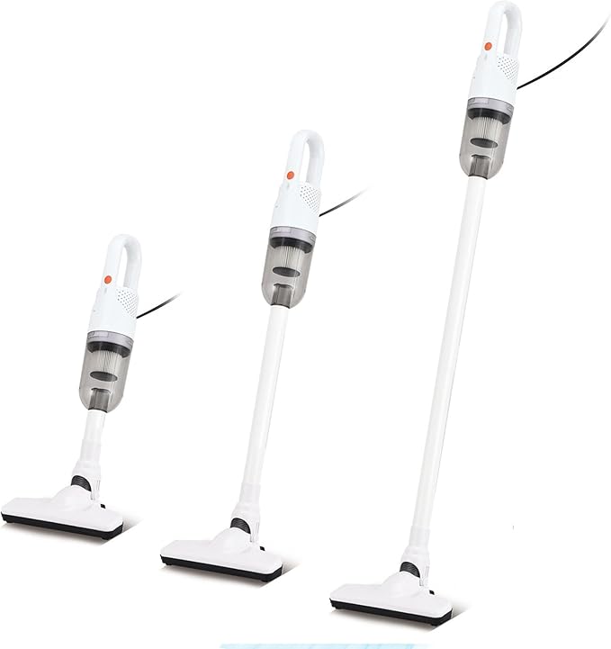 Handheld Vacuum CleanerUltra-Lightweight Mini Portable Vacuums for Home 6 in 1 Stick Vac Cleaners for CarPet Hair(White Corded)