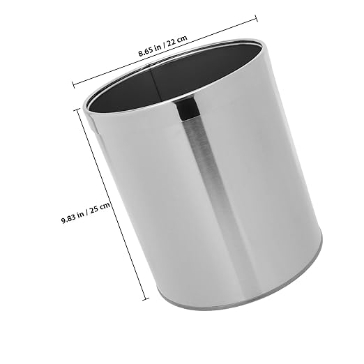 Alipis Stainless Steel Trash Bin Round Wastebasket Single Layer Kitchen Garbage Can Bathroom Litter Box for Home Use
