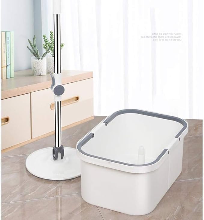Microfiber Mop and Bucket System for Floor Cleaning with 2 Washable Flat Pads