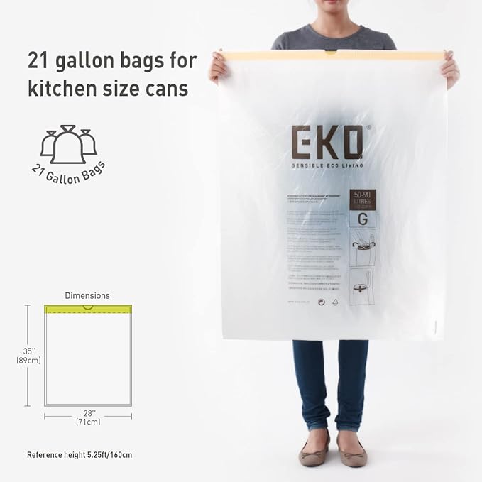 EKO Ultimate Trash Bag Starter Set – Includes 60 Count of 13 Gallon Easy-Dispense Drawstring Trash Bags plus 60 Count of 21 Gallon Easy-Dispense Drawstring Trash Bags