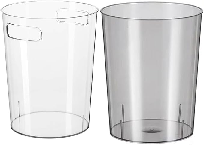 Anyoifax 2 Pack Clear Trash Can Small Garbage Can Plastic Wastebasket 1.5 Gallon Garbage Container Bin for Bathroom Office Bedroom Dorm Room Home Office Under Desk Kitchen - Clear and Grey