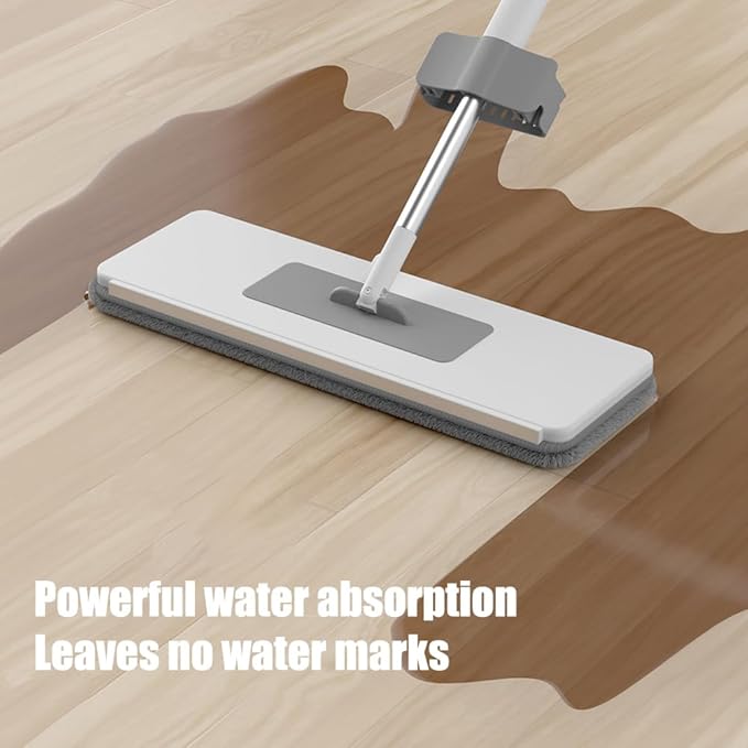 Self Wringing Flat Mop 137cm Total Height 36x11cm Bottom Plate Hands Free 360 Degree Spin Mop 2 Washable Pads Wet Dry Use for Hardwood Laminate Tile Floor