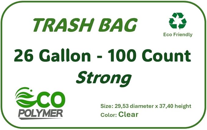 Trash Bag 26 gallon clear strong 100 count