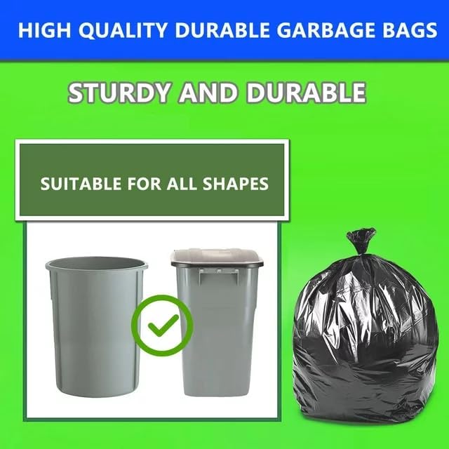 LORIBEN 55 Gallon Trash Bags with tying ropes 60 Count Black Heavy Duty Outdoor Garbage Bags 55 Gallons Waste Bag