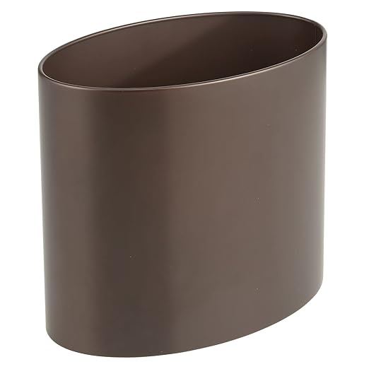 mDesign Stainless Steel Metal Oval Trash Can 7.9 Liter/2.09 Gallon Wastebasket Garbage Basket Bin for Bathroom Bedroom Kitchen Home Office Holds Waste and Recycle Mirri Collection Bronze