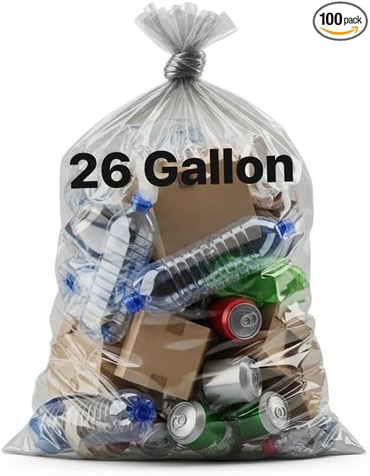 Trash Bag 26 gallon clear Ultra strong 100 count