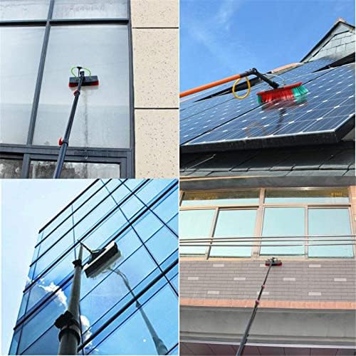 Glass Cleaning Brush Home Water Fed Telescopic Pole Kit Solar Panel Brush Rotating for Photovoltaic PanelWater Fed Pole Kit Telescopic Window Cleaner Water Wash Brush Kit(5.4M-10.8M) Wind