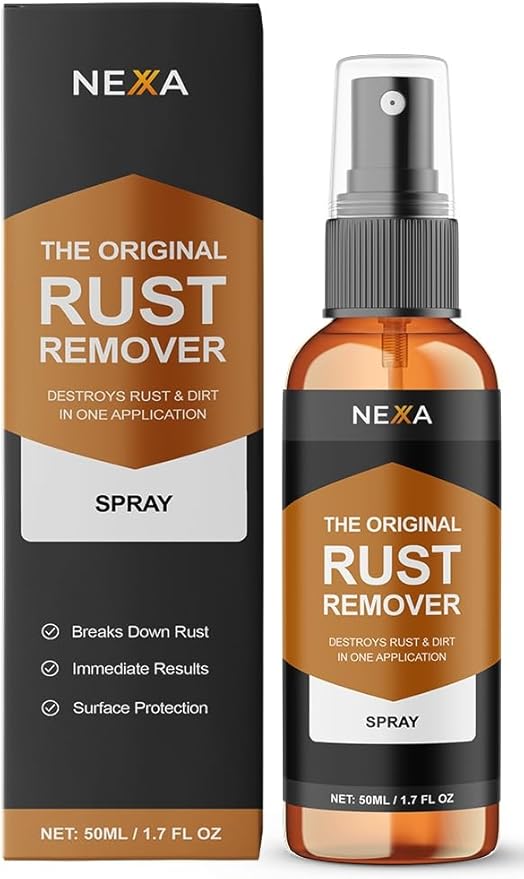 NEXA Rust Remover Spray (50ml) – Fast-Acting Metal Cleaner for Light Rust Grease | No Heavy Scrubbing | Multi-Surface Use for Tools Auto Parts &amp Appliances