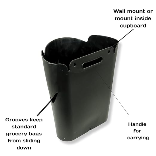Mountable Grocery Bag Trash Can – Reuse Standard Grocery Store T-Shirt Bags with Small Bathroom/Undercabinet/Hangable Garbage Basket (2)