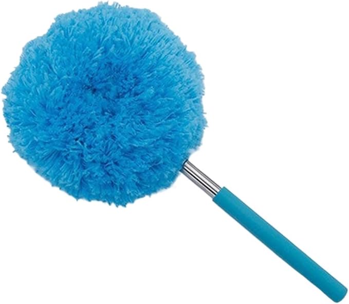 Microfiber Ceiling Fan Duster Extendable Long Handle Locking Dust Reusable Cleaning Brush Machine Washable Easy(Blue)