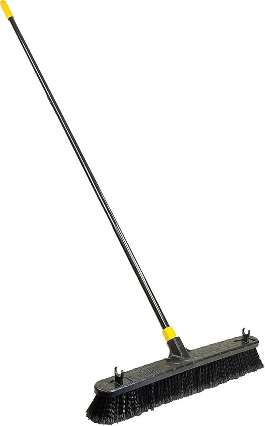 Quickie Bulldozer Smooth Surface Push Broom 24 inch Black Sweep and Clean Tile/Sealed Concrete/Other Hard Flooring Indoor/Outdoor Use/Heavy Duty Cleaning