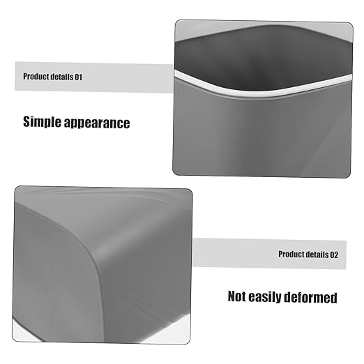 Small Trash Can with Press Ring Design Plastic Garbage Container Bin for Home Office Kitchen Bathroom Secure Bag Placement Easy to Clean Compact Grey Wastebasket for Living and