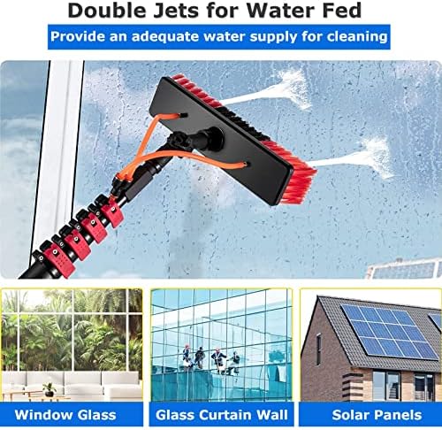 Cleaning Brush Window Cleaning Brush Equipment 3.6-12M Cleaner KitWater/Hose Fed Pole CleanerShower with Extension PoleTelescopic Window Washing Equipment30Cmbrush-12Ft/3.6M
