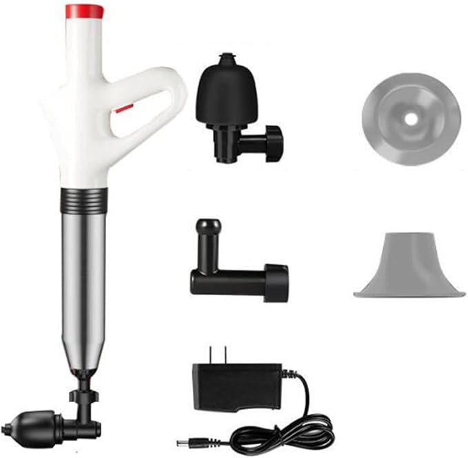 Electric Toilet Plunger ABS High Pressure Toilet Dredge with Barometer Air Plunger Drain Clog Remover Applied to Sink Bathroom Floor Drain Clogged Pipe
