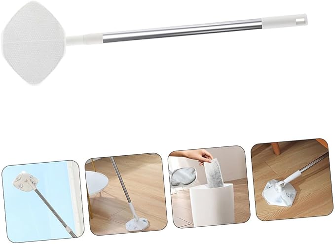 Rotatable Dust Mop Set with Reusable Dry Cleaning Cloth Detachable Floor Duster for Hardwood and Wood Surfaces Portable Triangle Mop for Household Dust Removal and Desktop
