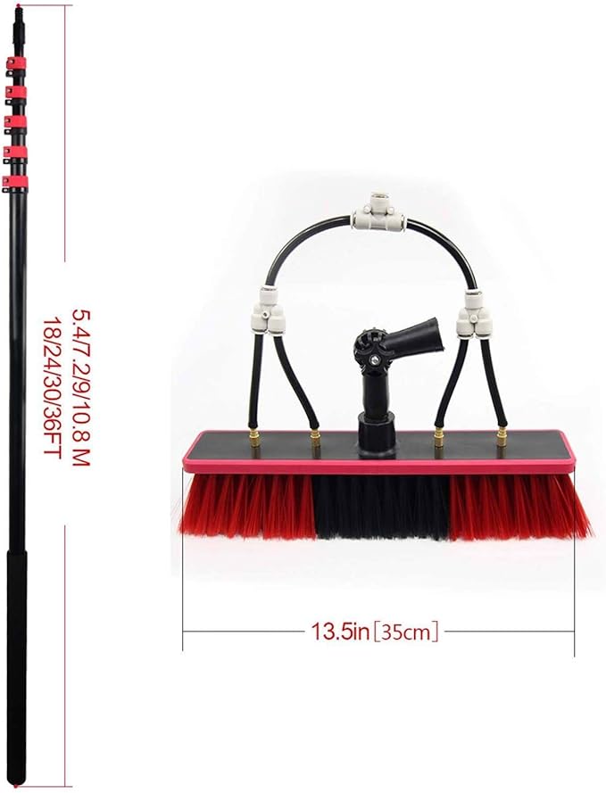 Water Fed Pole Kit Window Cleaning Pole 3.6m 5.4m 6m 7.2m 9m 10.8m Water Fed Telescopic Brush Extendable Cleaner Conservatory Roof for Photovoltaic Panel and Trucks Cleaning9m（30FT）