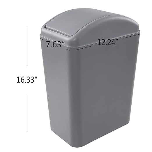 3 Pack 4.5 Gallon Plastic Garbage Can with Swing Lid Swing-top Trash Bin Gray