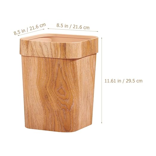 LUOZZY Wood Grain Trash Can Wastebasket Garbage Container Waste Bin for Bathrooms Powder Rooms Kitchen Home Offices - 12L