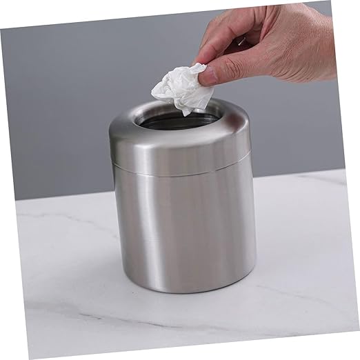 Small Stainless Steel Trash Can for Office and Bathroom Compact Recycling Bin Space-Saving Design for Desk Stylish Wastebasket for Home Decor