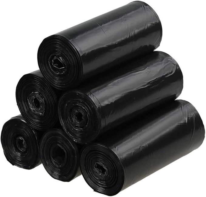 Ramddy 7 Gallon Medium Trash Bags Black Bin Liners 6 Rolls/150 Counts