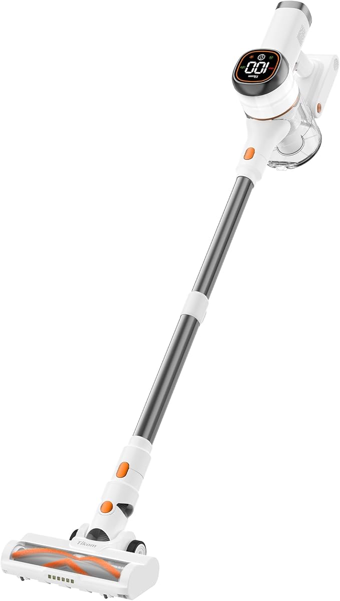 Tikom V500 Cordless Vacuum Cleaner for Home 40000Pa/450W Stick Vacuum with LED Touch Screen Charging Wall Dock Anti-Tangle Lightweight Handheld Vacuum for Pet Hair Hard Floor Carpet