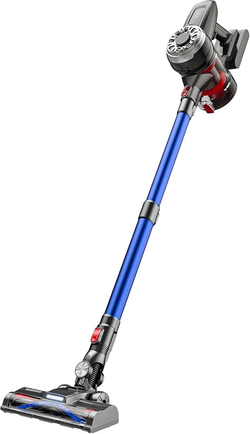 Cordless Stick Vacuum Blue 45 Min Runtime LED Headlights 2-Speed Telescopic Tube with Main Vacuum Brush Crevice Tool dust Brush Removable-Rechargeable Battery Pack with Charging Cord
