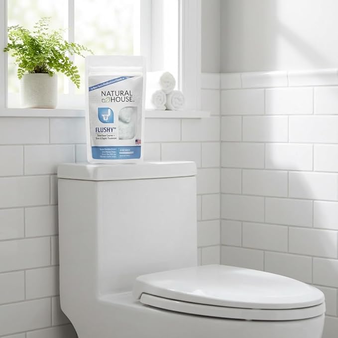 Natural House Flushy - Probiotic Toilet Bowl Cleaner Pods - Septic Safe - Removes Hard Water Stains - Fresh Mint Scent - 60 count