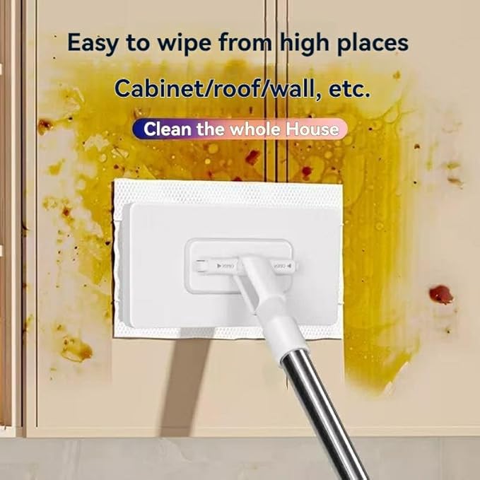 Mini face Towel Lazy-Person Style mop with Locking Head and extendable Gap dust Collector for Cleaning 100 cm Long Handle Floor Sweeping Rod That can be Used for Flat Sweeping (1 mop + 10 Cloths)