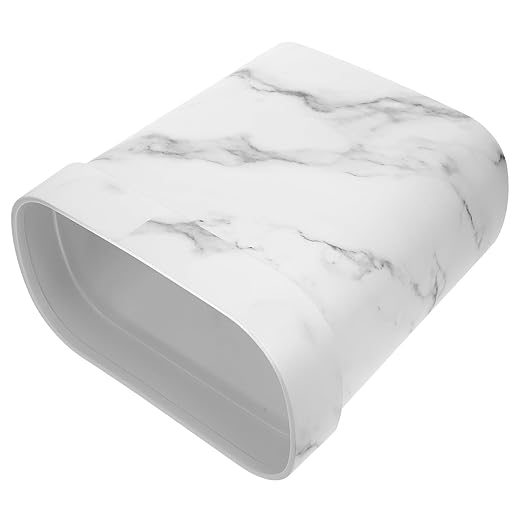 Uonlytech Marble Look Narrow Gap Trash Can Decorative Bedroom Garbage Bin White Compact Wastebasket for Kitchen Bathroom Dorm Room Use 1pcs