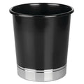 iDesign Small Round Bathroom Trash Can - Black/Chrome