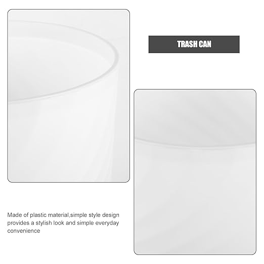 BESPORTBLE Large White Plastic Trash Can with Presser Ring Open Top Bathroom Wastebasket and Office Garbage Bin for Home Kitchen Bedroom Sturdy Threaded Design