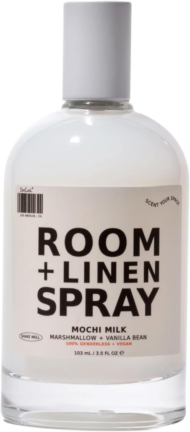 DedCool Room + Linen Spray | Mochi Milk | Natural Fabric &amp Linen Spray | Non-Toxic Essential Oil Infused | Freshens Home Bedding Couch Closet &amp Bathroom | 3.5 fl oz