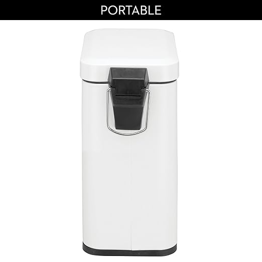 iDesign Rectangular 1.3 Gallon Bathroom Trash Set of 2-White Rectangle Step Can 5L M2