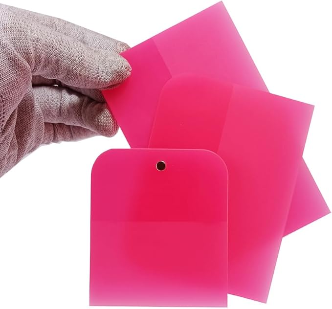 PPF Squeegee Kit 5 in 1 Anti-Scratch Soft TPU Scraper for VinylSmall Tint Squeegee Water Blade Scraper for Paint Protection FilmVinyl Wrap Window Tint Tools (Pink Magnet)
