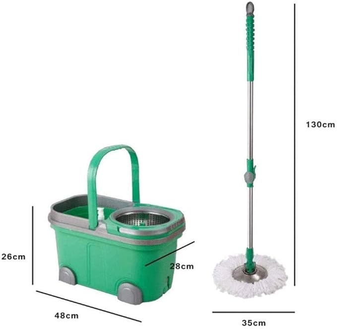 Mop - Rotary Hand-Free Wet and Dry Stainless Steel Tow Barrel Rotating Water Drive