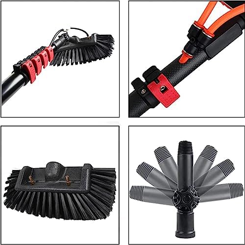 Glass Cleaning Brush Home Water Fed Telescopic Pole Kit Solar Panel Brush Rotating for Photovoltaic PanelWindow Cleaning Rod - 18ft Telescopic Brush with Water Inlet for Cleaning Photovolta