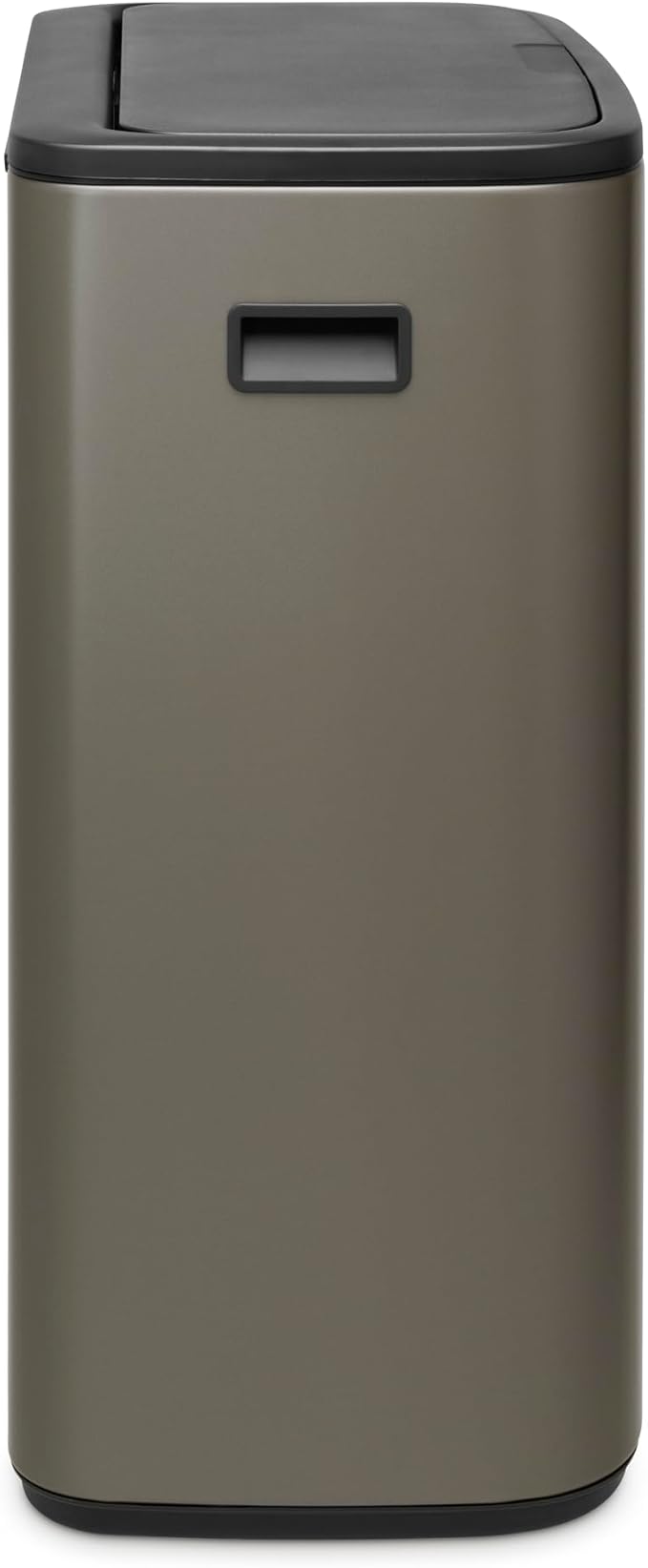 Brabantia Bo Touch Top Kitchen Trash Can with Dual Compartments | Platinum | 2 x 8 Gal Inner Buckets | Soft-Close Garbage Can Light Touch Opening Stay-Open Lid | Fits Against Wall | + Trash Bags