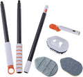 Multi-Function Floor Scrub Brush Set with Extendable Handle Bathroom Grout Brush and Tile Cleaning Scrubber Hard Bristle Replacement Head and Cleaning Cloth for Deep Floor