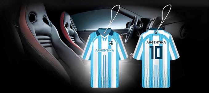 Car Air Freshener Assorted 12 Pack Fan Team Jersey USA|MEXICO|COLOMBIA|BRAZIL ARGENTINA|VENEZUELA Long- Lasting (Team Argentina Mix 3 Bubble Gum 3 New Car3 Vanilla Black3 Crystal Black)